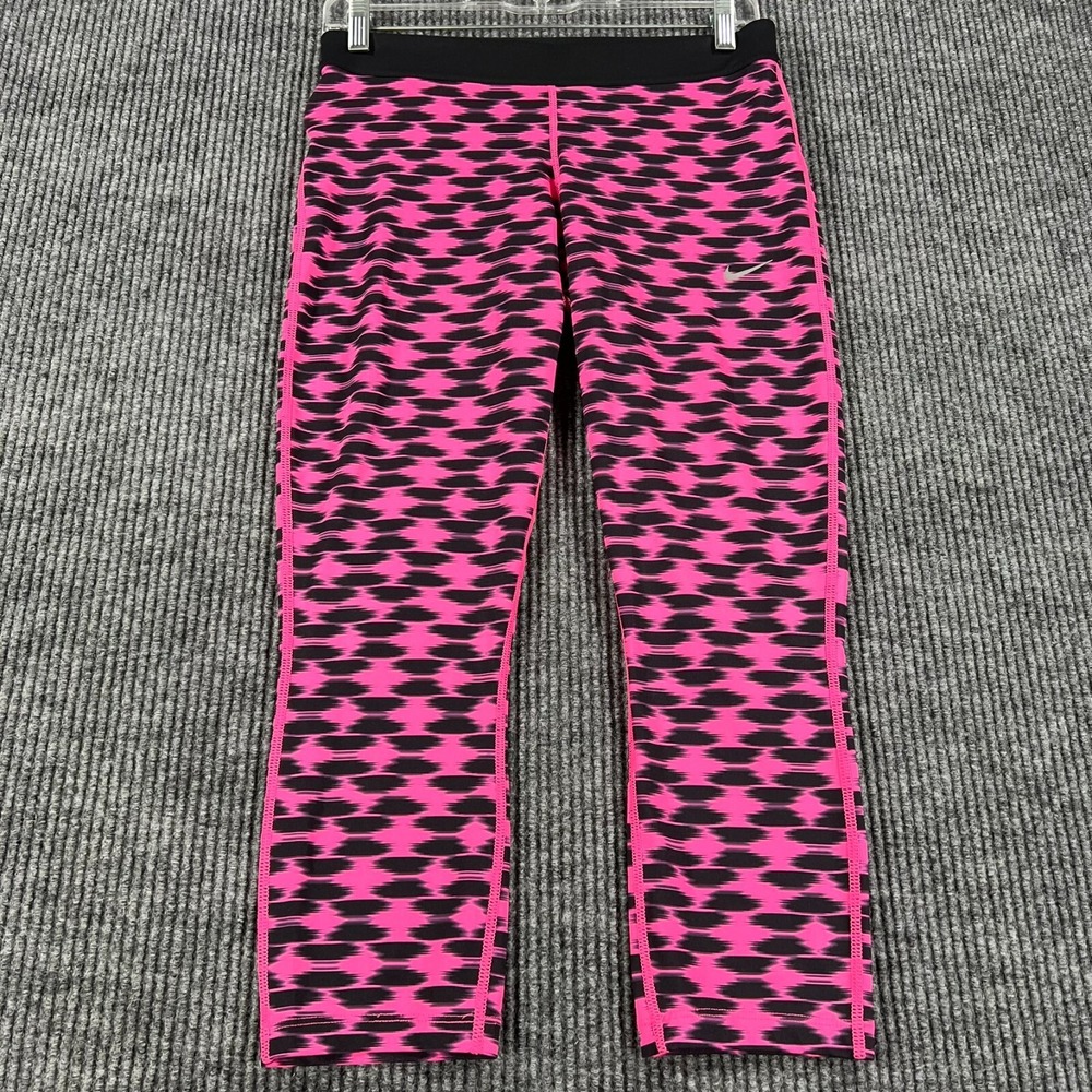 Nike Leggings Womens Medium Pink Black Activewear Workout Gym‎ Run Lift Casual